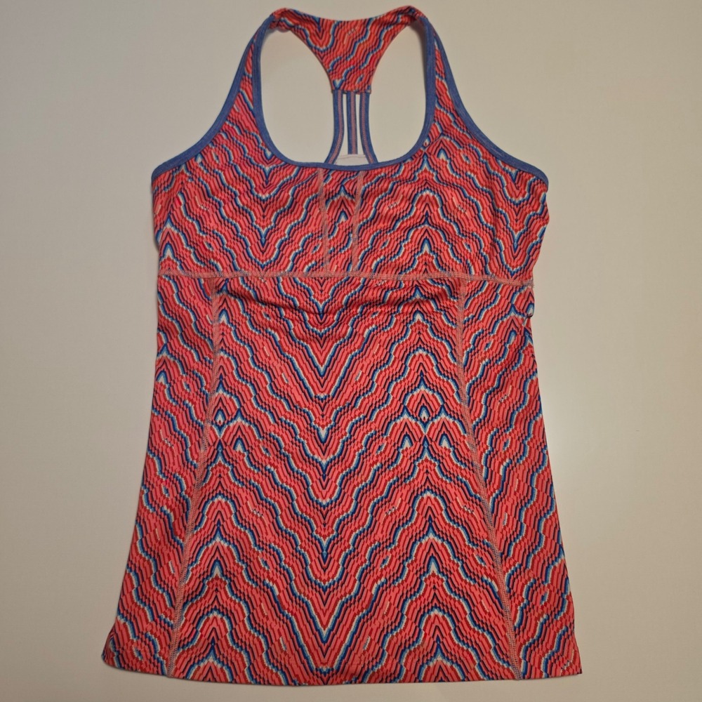 Mountain Hard Wear Geometric Chevron Print Racerback Tank Top Pink Blue Medium